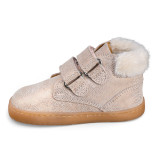 BOTA BAREFOOT 2 CIERRES CON PELO PIEL BEIGE - ORO