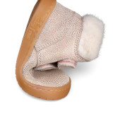 BOTA BAREFOOT 2 CIERRES CON PELO PIEL BEIGE - ORO