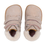 BOTA BAREFOOT 2 CIERRES CON PELO PIEL BEIGE - ORO