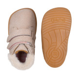 BOTA BAREFOOT 2 CIERRES CON PELO PIEL BEIGE - ORO