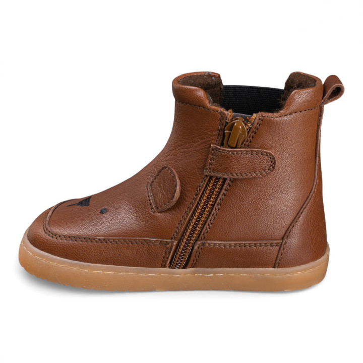BOTAS BAREFOOT OSO OREJITAS PIEL MARRÓN