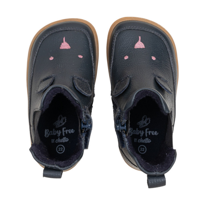 BOTAS BAREFOOT OSO OREJITAS PIEL AZUL