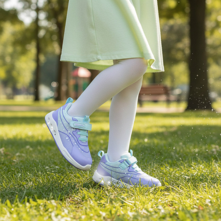 SNEAKERS BAREFOOT ESTRELLAS LUCES LED MORADO