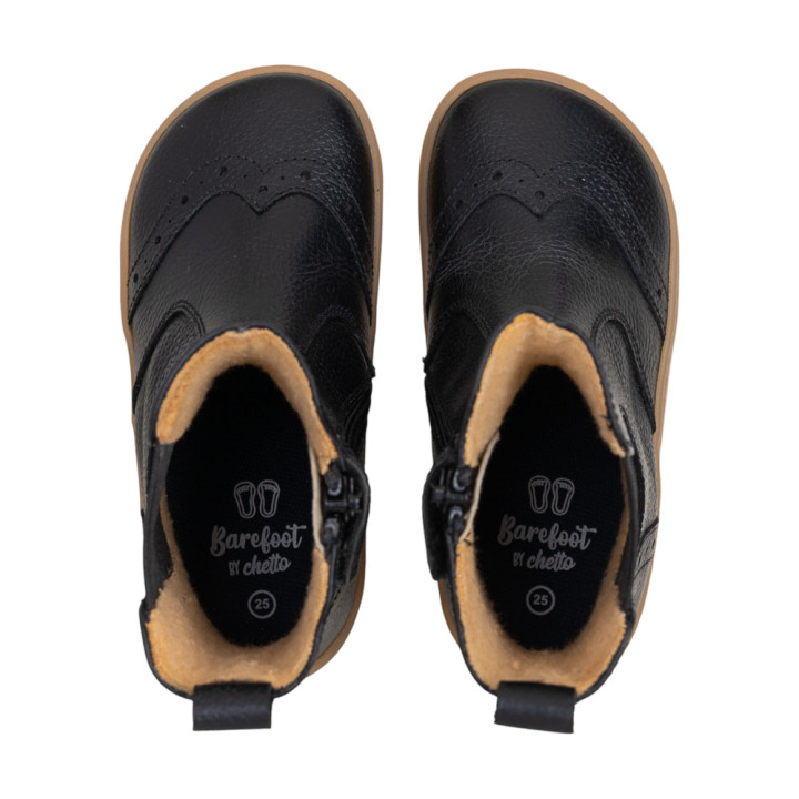 BOTINES BAREFOOT PICADOS PIEL NEGRO