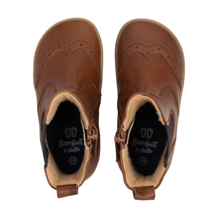 BOTINES BAREFOOT PICADOS PIEL MARRÓN