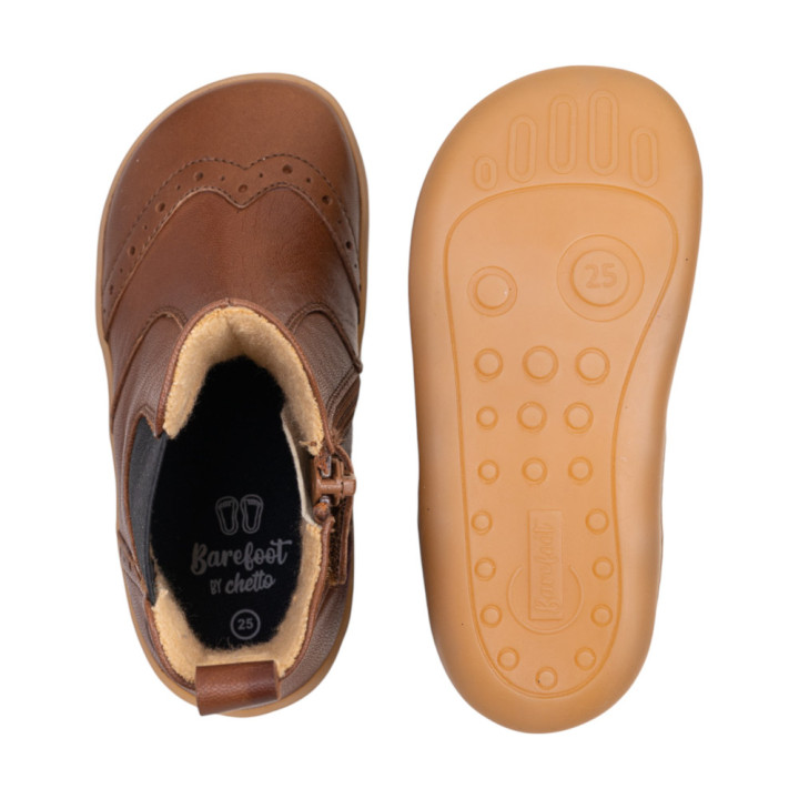 BOTINES BAREFOOT PICADOS PIEL MARRÓN