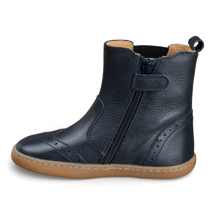 BOTINES BAREFOOT PICADOS PIEL AZUL MARINO