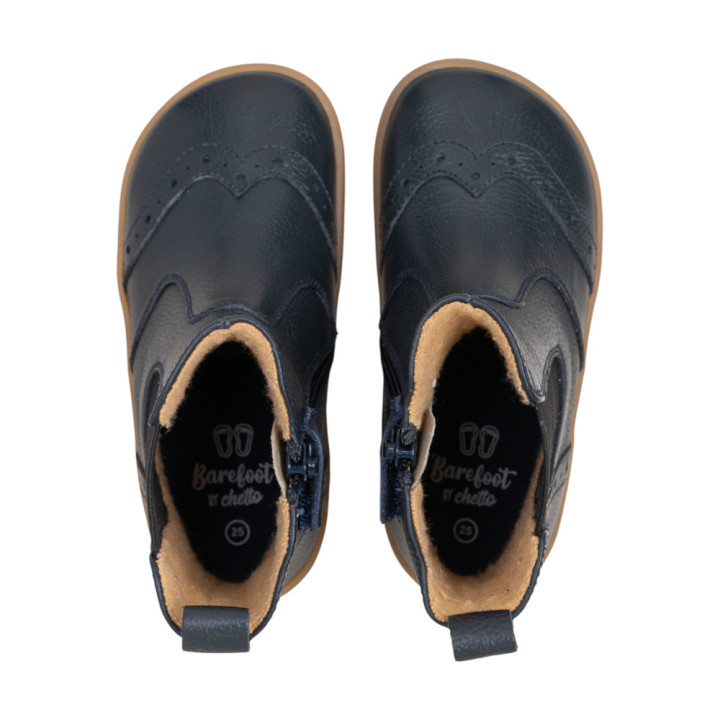 BOTINES BAREFOOT PICADOS PIEL AZUL MARINO