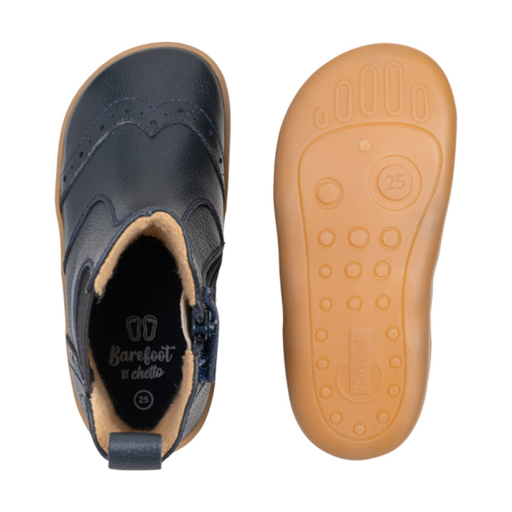 BOTINES BAREFOOT PICADOS PIEL AZUL MARINO