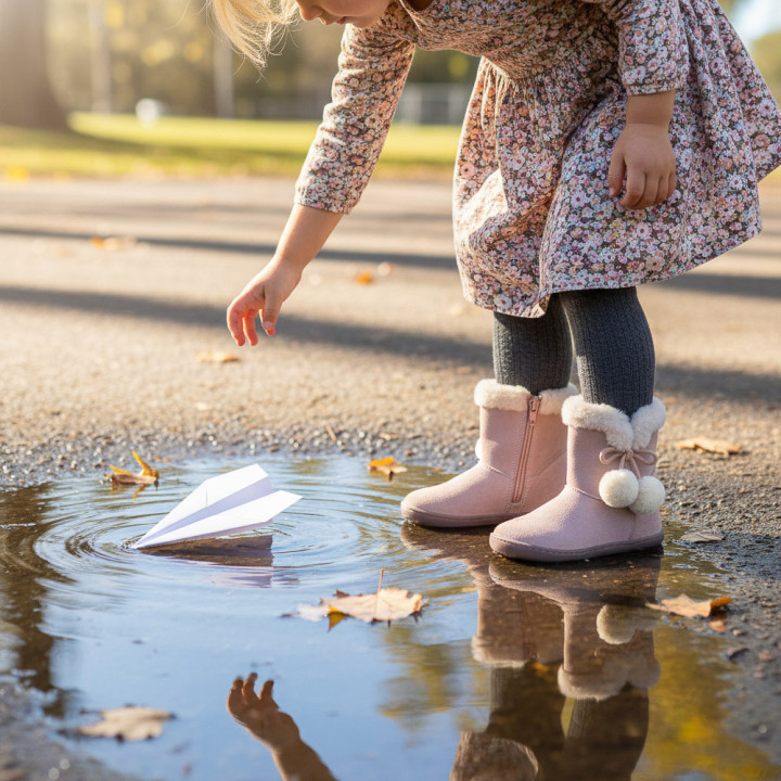 BOTAS BAREFOOT POMPONES WATERPROOF ANTE ROSA