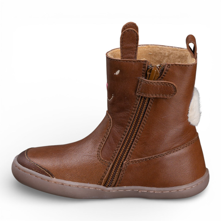 BOTAS BAREFOOT CONEJO OREJITAS PIEL MARRÓN