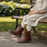 BOTAS BAREFOOT CONEJO OREJITAS PIEL MARRÓN