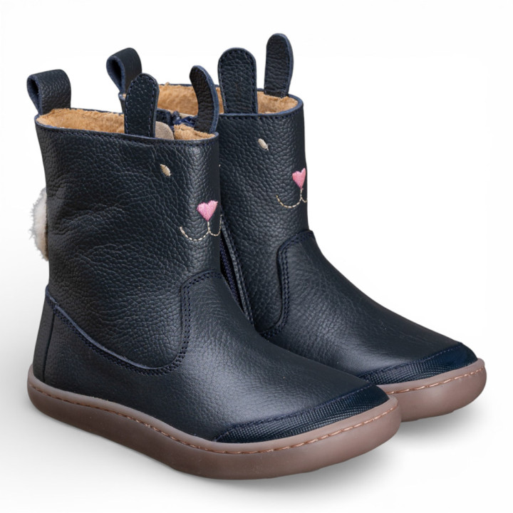BOTAS BAREFOOT CONEJO OREJITAS PIEL AZUL