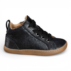 ZAPATILLAS ALTAS BAREFOOT GLITTER ANTE NEGRO