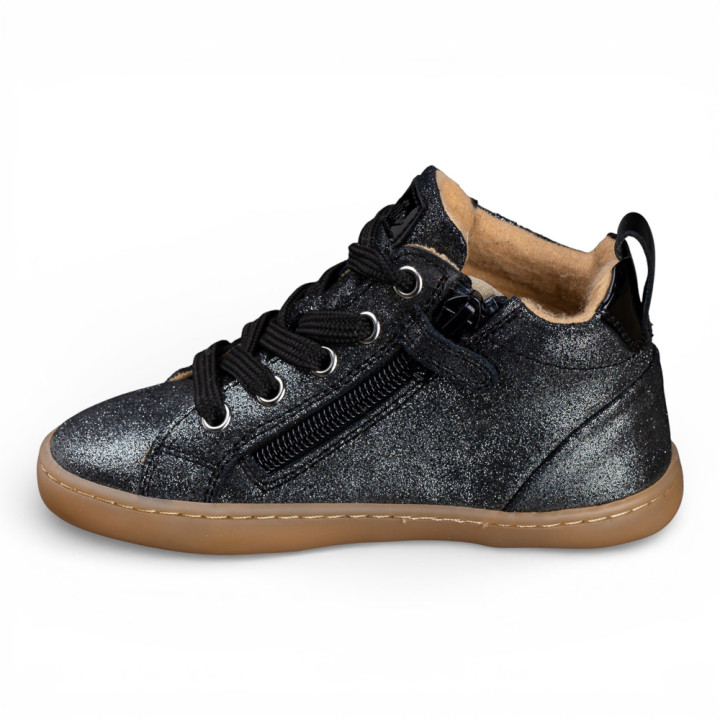 ZAPATILLAS ALTAS BAREFOOT GLITTER ANTE NEGRO