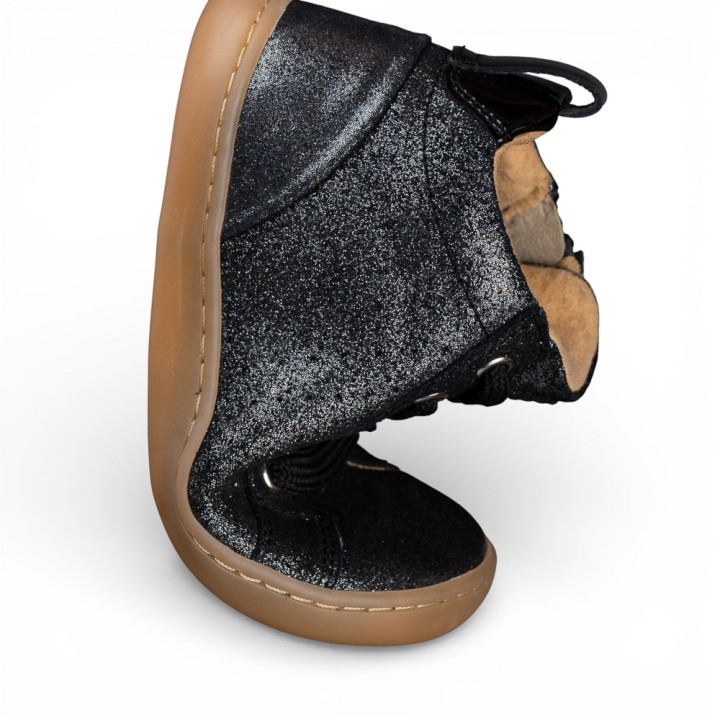 ZAPATILLAS ALTAS BAREFOOT GLITTER ANTE NEGRO
