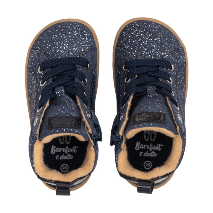 ZAPATILLAS ALTAS BAREFOOT GLITTER ANTE AZUL