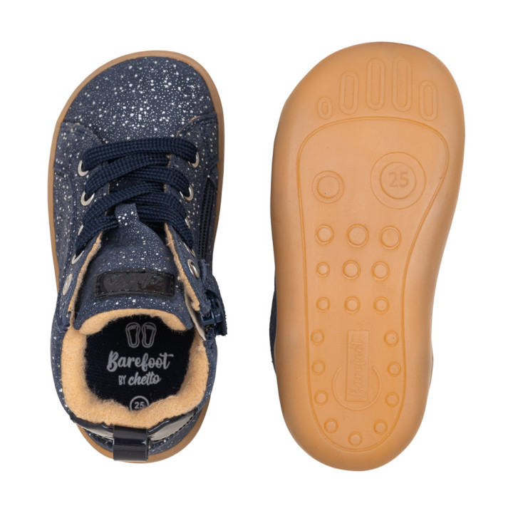 ZAPATILLAS ALTAS BAREFOOT GLITTER ANTE AZUL