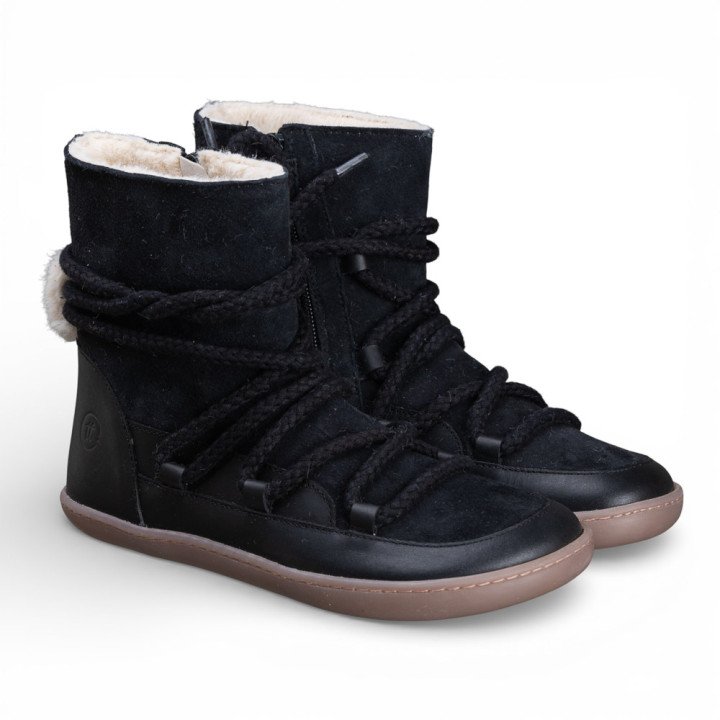 BOTAS BAREFOOT APRESQUÍ CON CORDONES ANTE NEGRO