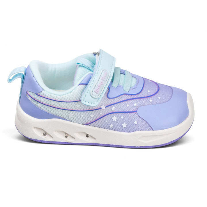 SNEAKERS BAREFOOT ESTRELLAS LUCES LED MORADO