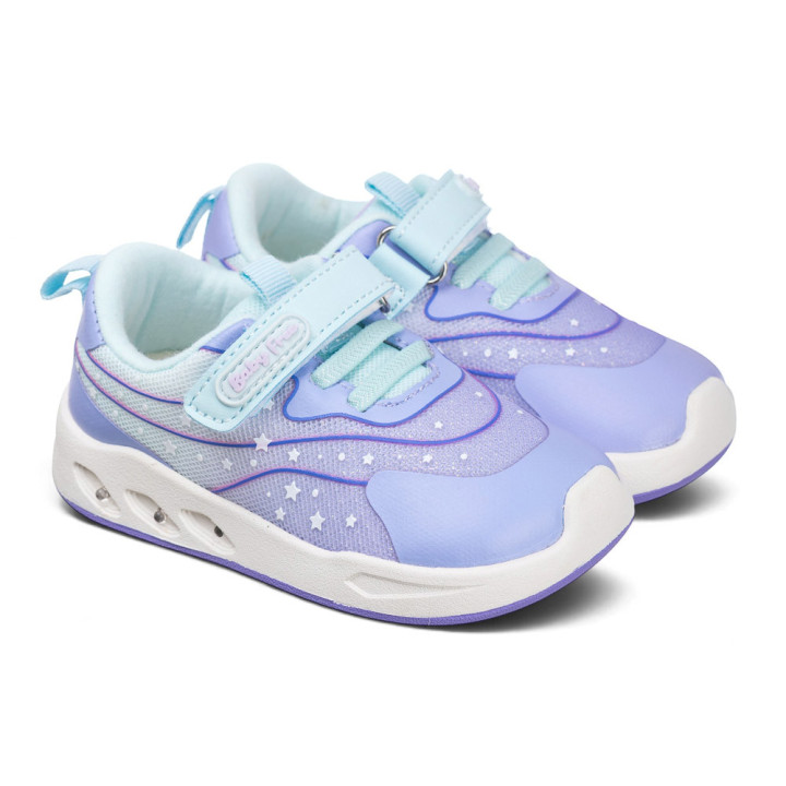 SNEAKERS BAREFOOT ESTRELLAS LUCES LED MORADO