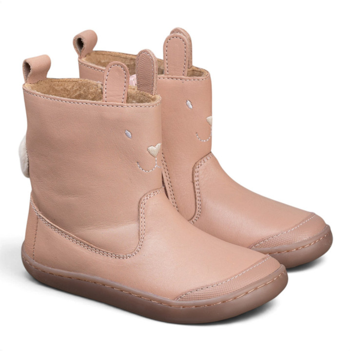 BOTAS BAREFOOT CONEJO OREJITAS PIEL ROSA