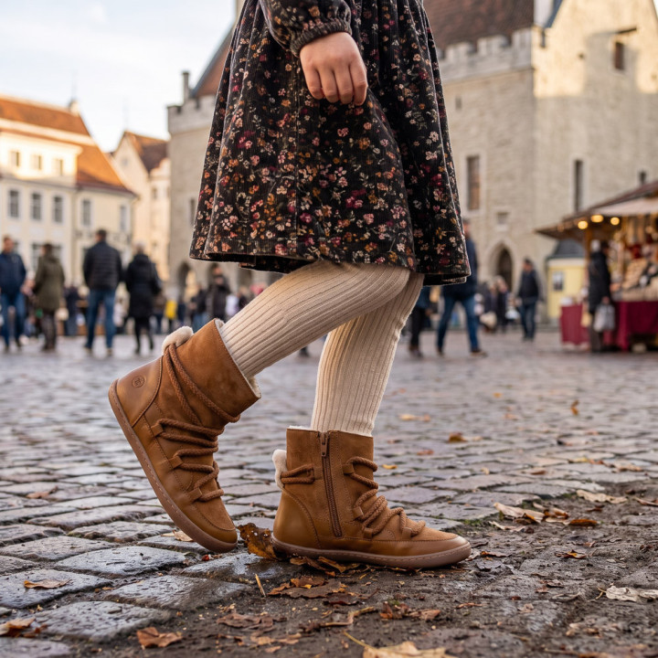 BOTAS BAREFOOT APRESQUÍ CON CORDONES ANTE CAMEL