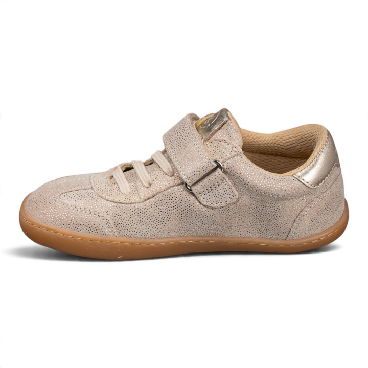 ZAPATILLA BAREFOOT DOS BANDAS PIEL CHETTO BEIGE BRILLO