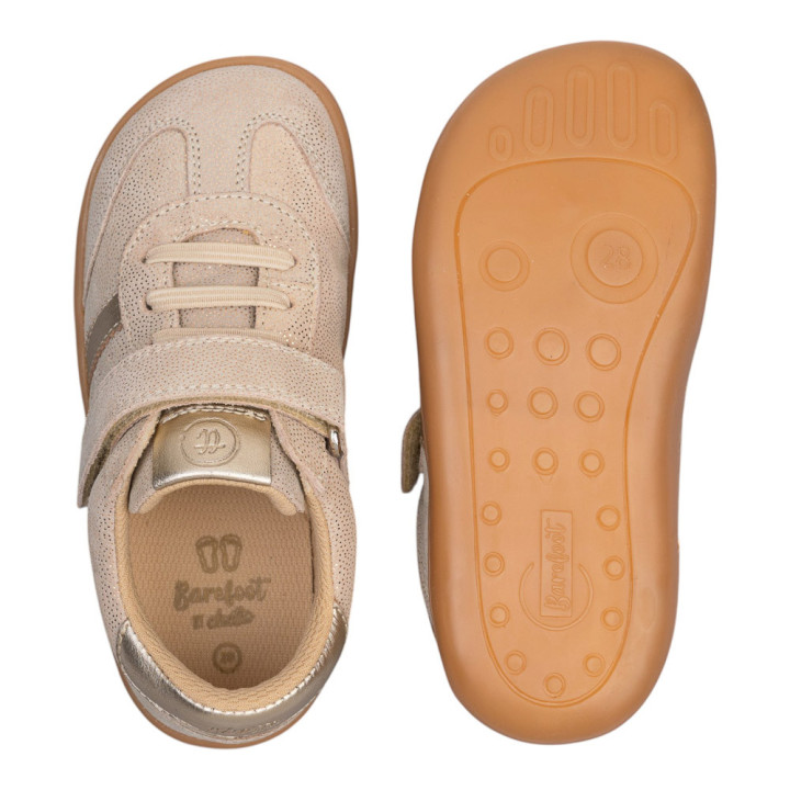 ZAPATILLA BAREFOOT DOS BANDAS PIEL CHETTO BEIGE BRILLO