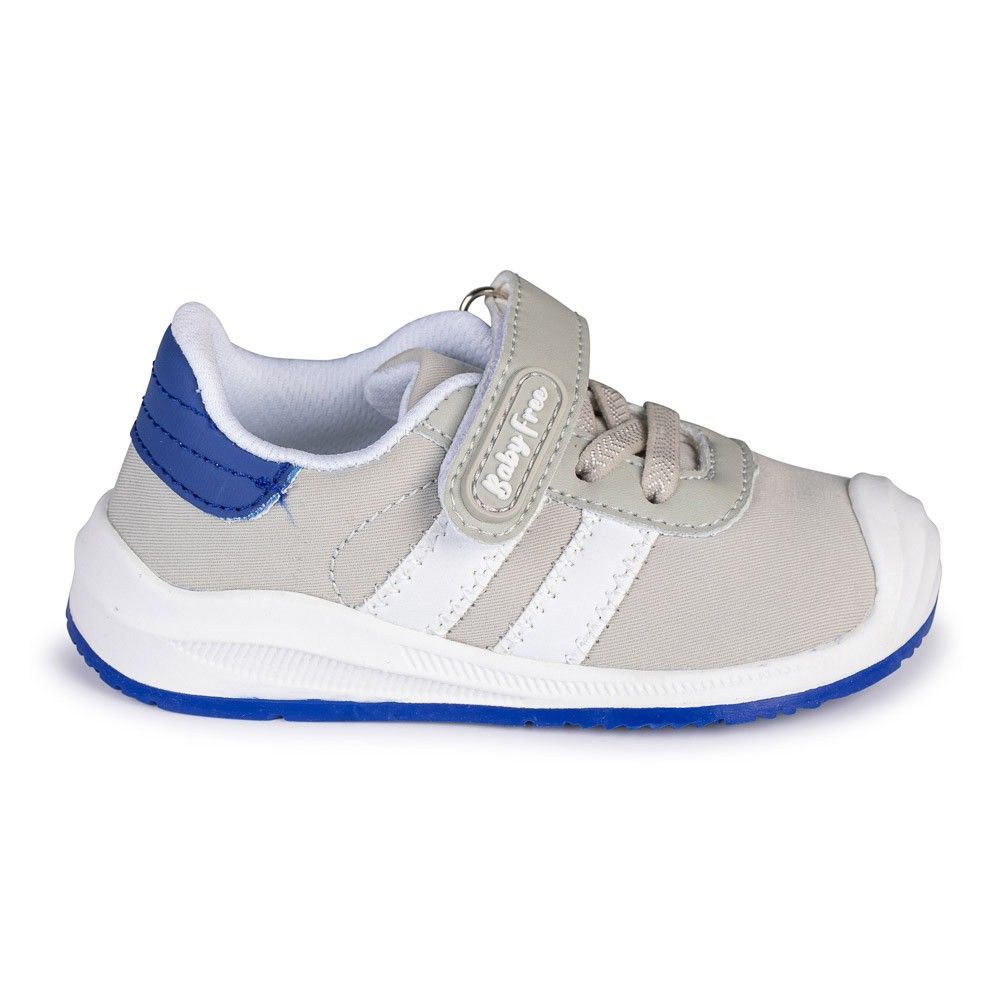 DEPORTIVO BAREFOOT BABY FREE - LONA GRIS | ESTILO URBANO, DOBLE BANDA BLANCA